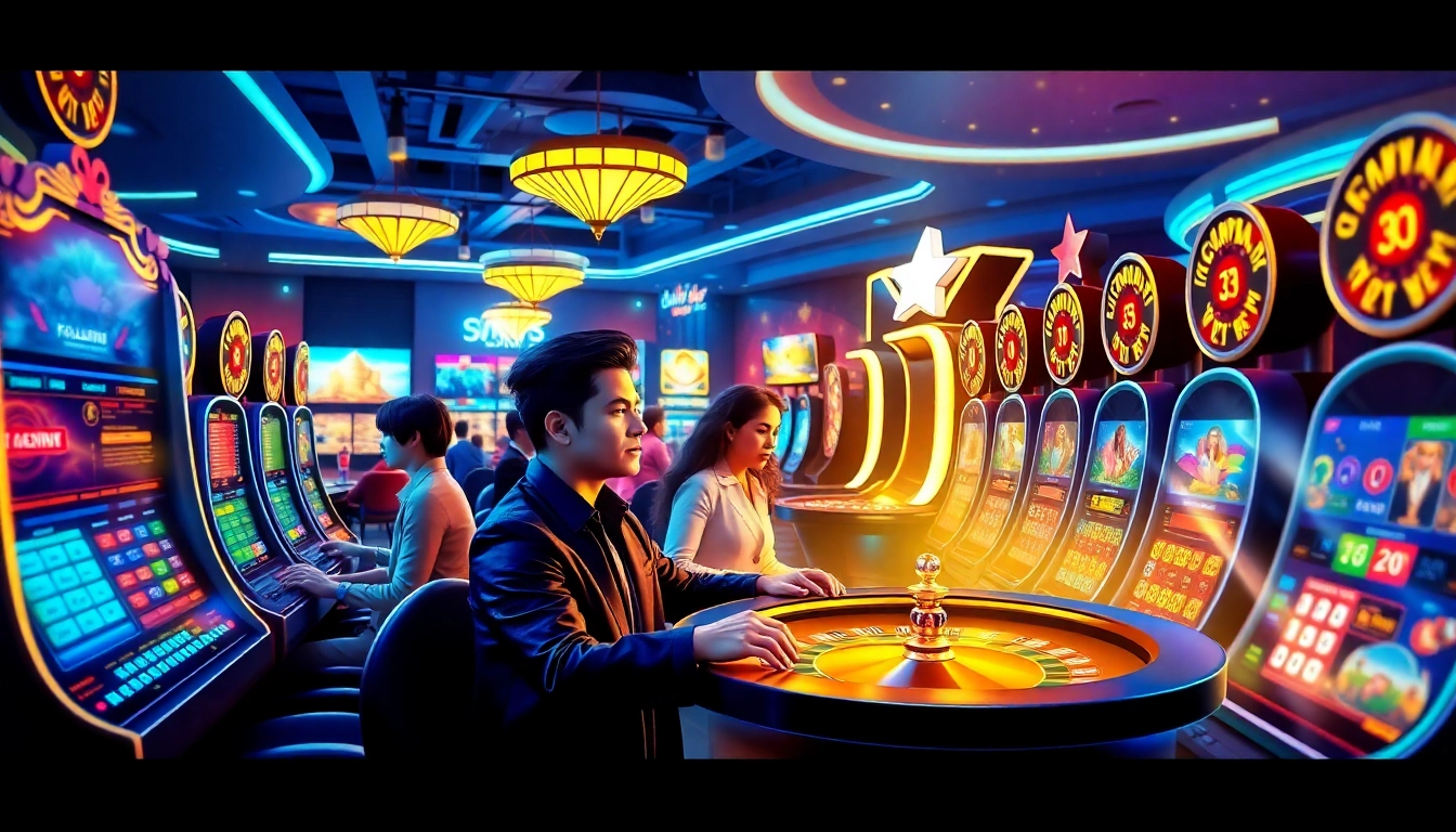 Engage in exciting games at https://m88lu.io/ with vibrant casino visuals showing thrill and anticipation.