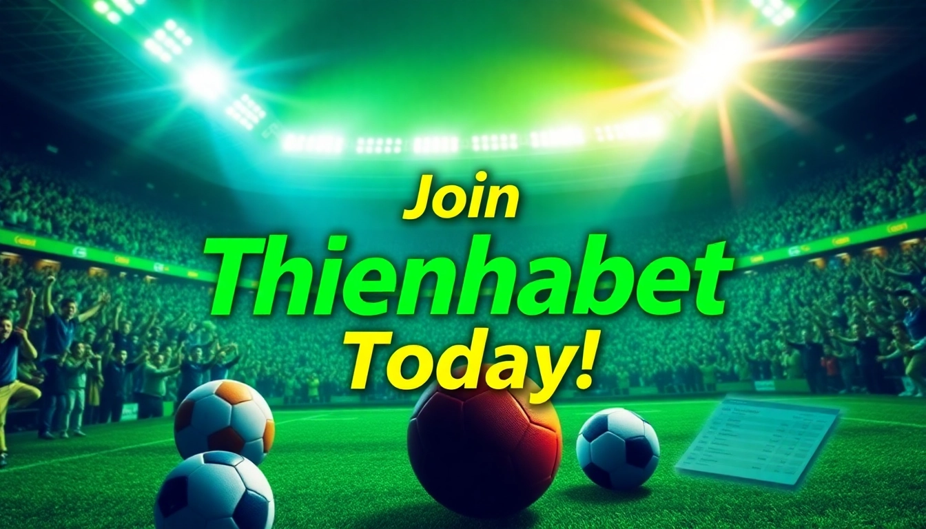 Engage with exciting sports betting at Thienhabet with a lively stadium scene.