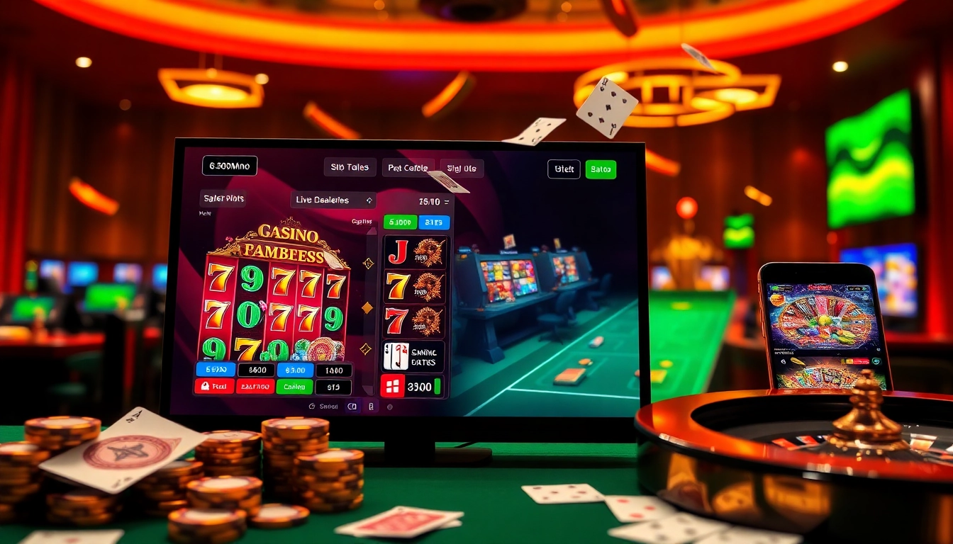 Experience the thrill of betting online at https://rr888.video/ with vivid slot reels and chips cascading.