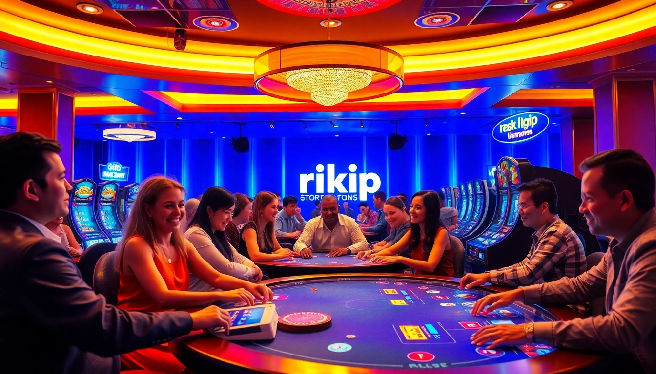 Experience the excitement of Rikvip's online casino games with vibrant players engaged in action.