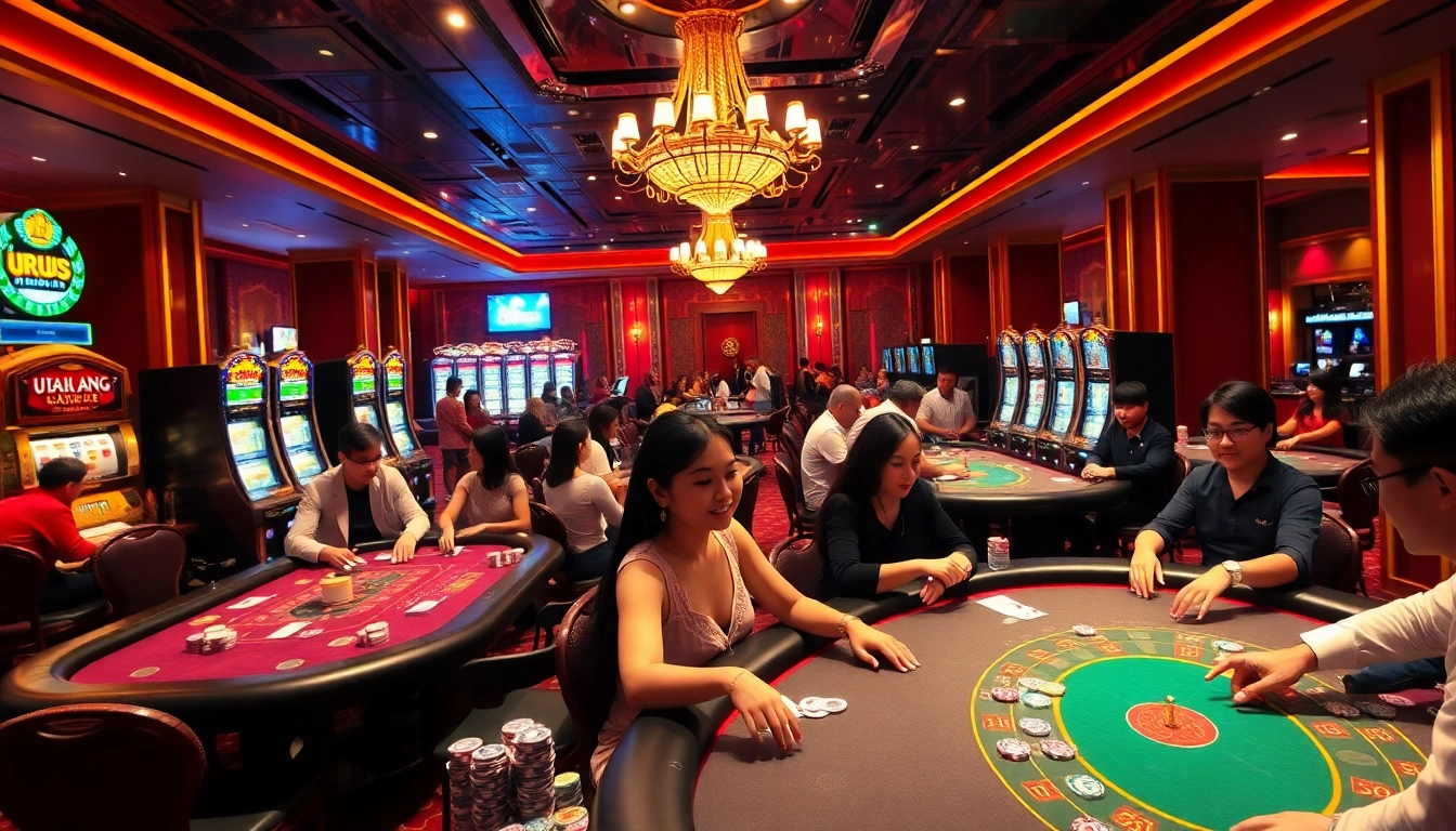 Experience thrilling gameplay at URUS99 with players enjoying blackjack, poker, and roulette.