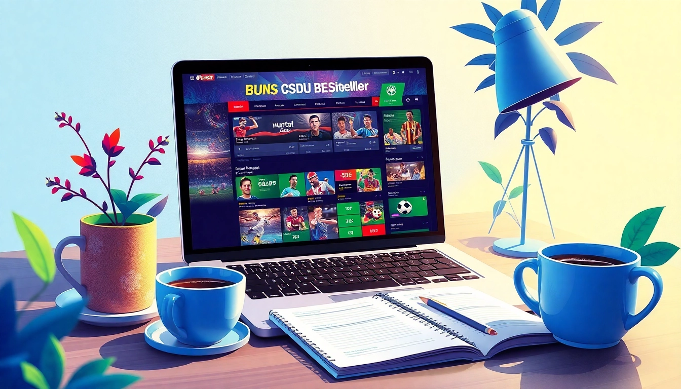 A user engaging with güvenilir bahis siteleri on a sleek laptop amidst a dynamic online betting environment.