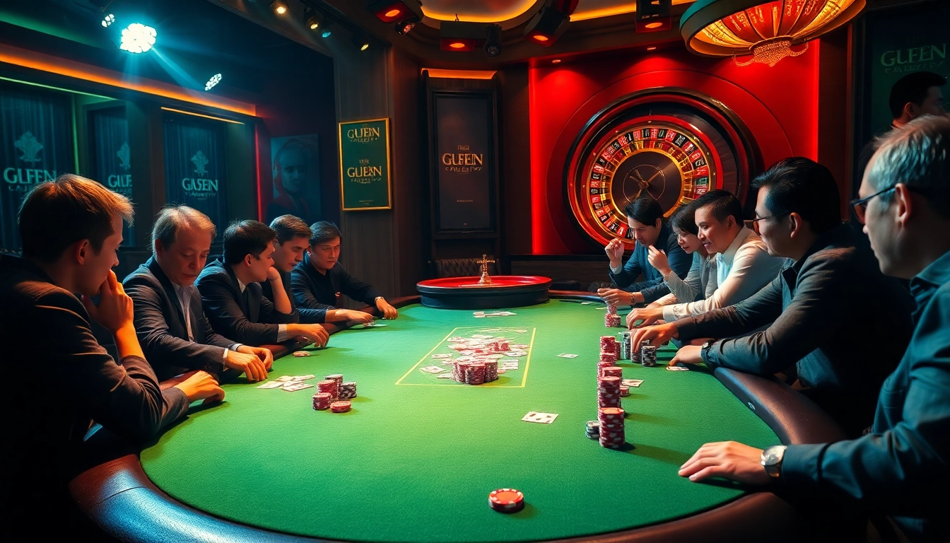 Experience the excitement of gambling with nhà cái 69VN at a lively poker table filled with players.