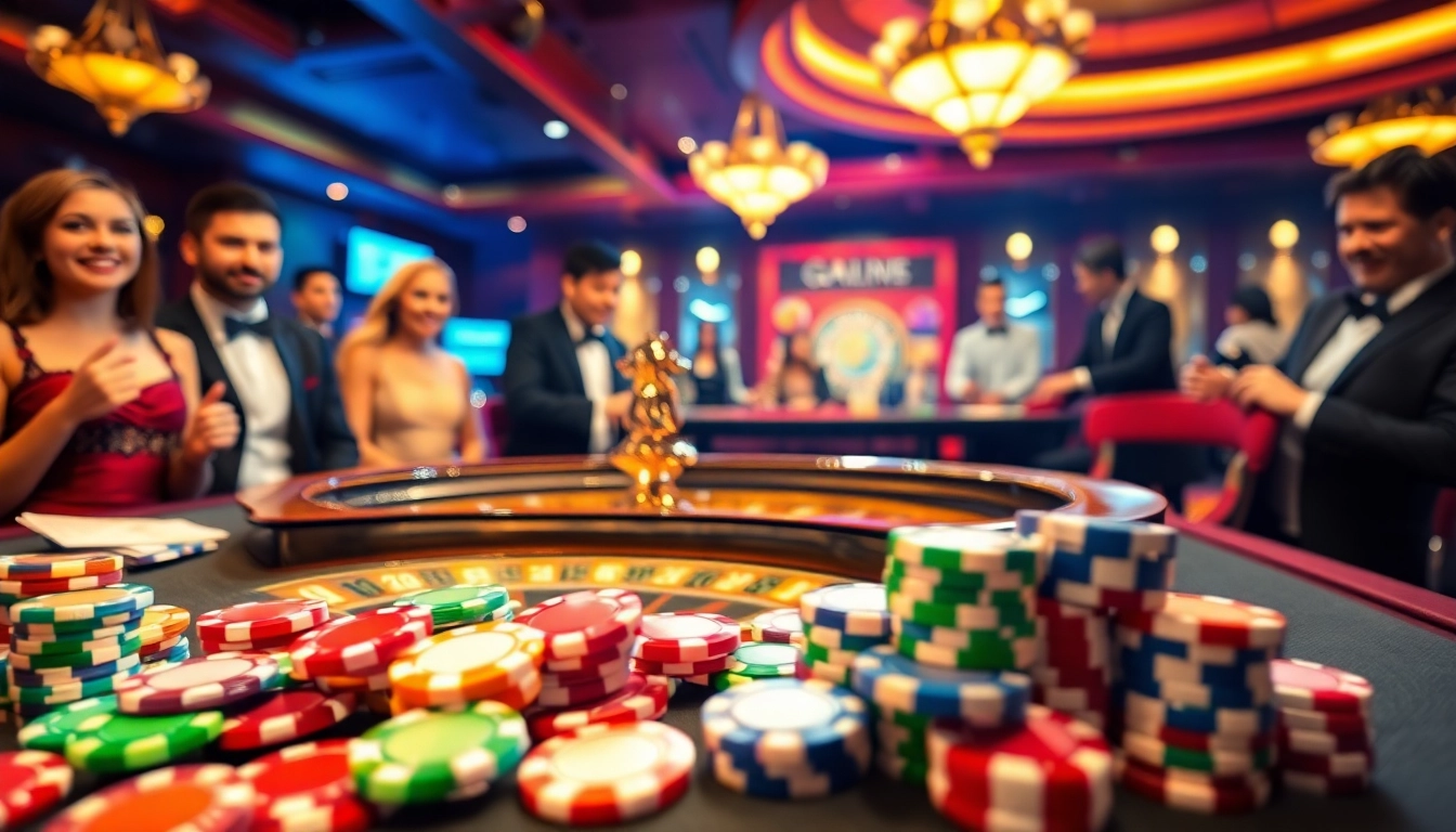 Experience thrilling casino excitement with https://68gamebai.download/, showcasing colorful chips and lively roulette action.