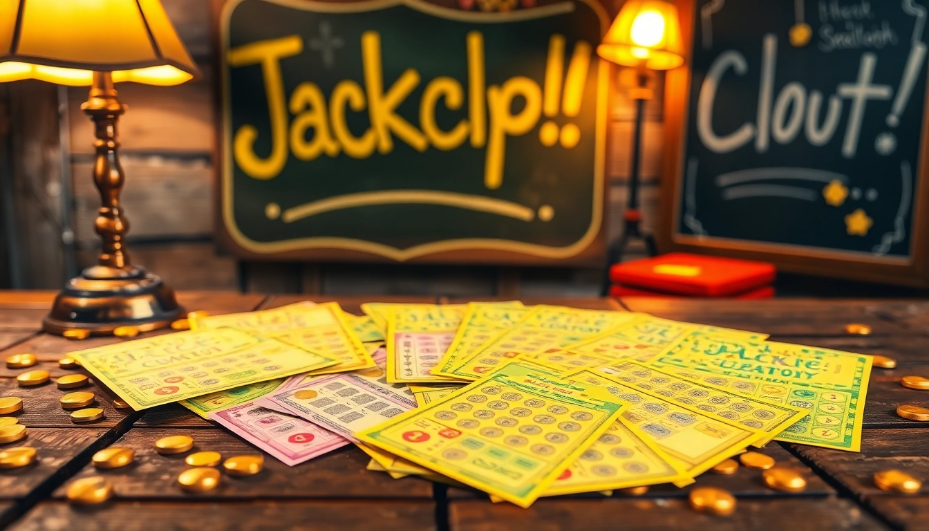 Excitement builds over colorful lottery scratch-off tickets spread on a table.