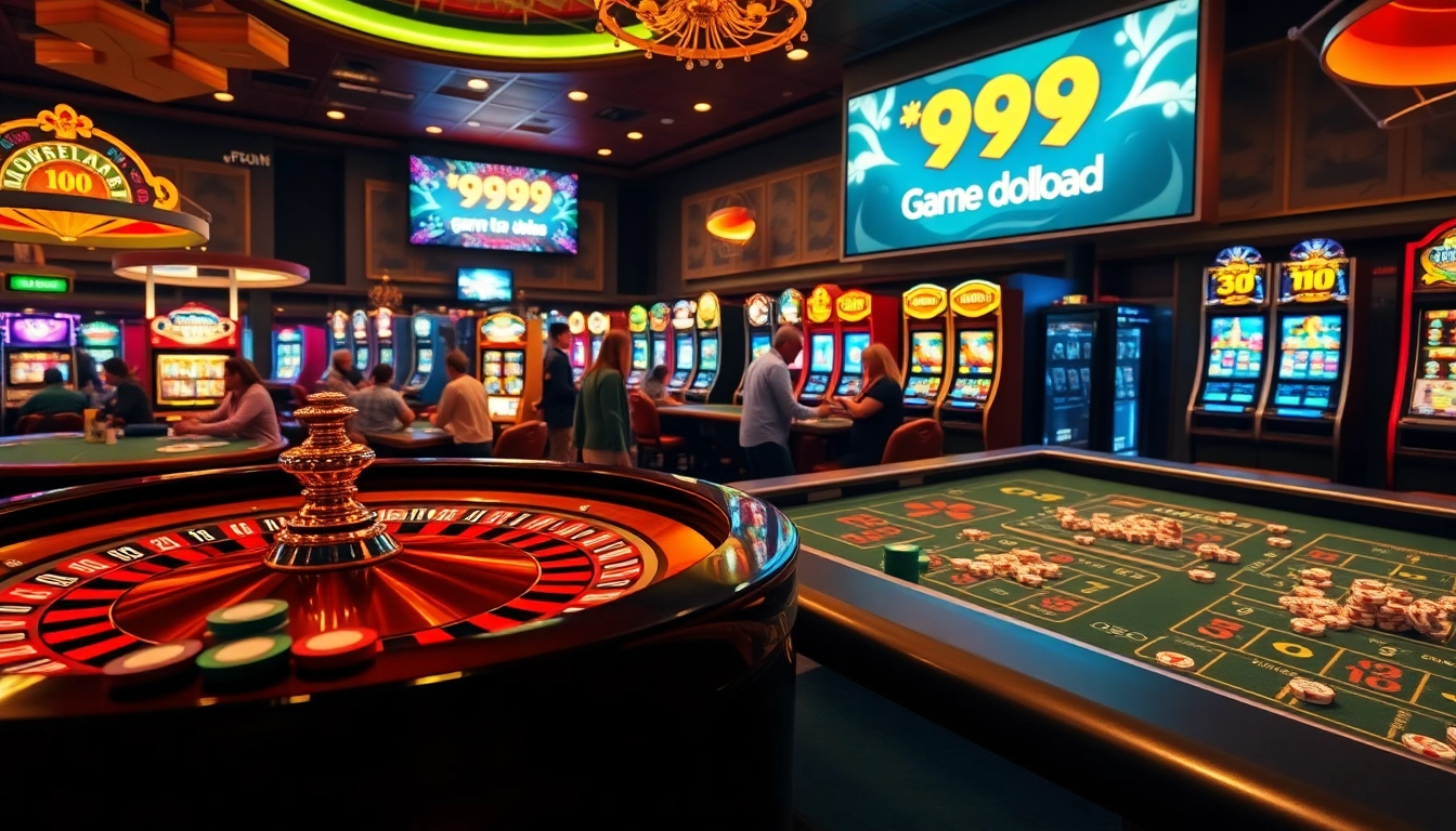 Experience the excitement of the Y999 Game Download at a lively casino setup.