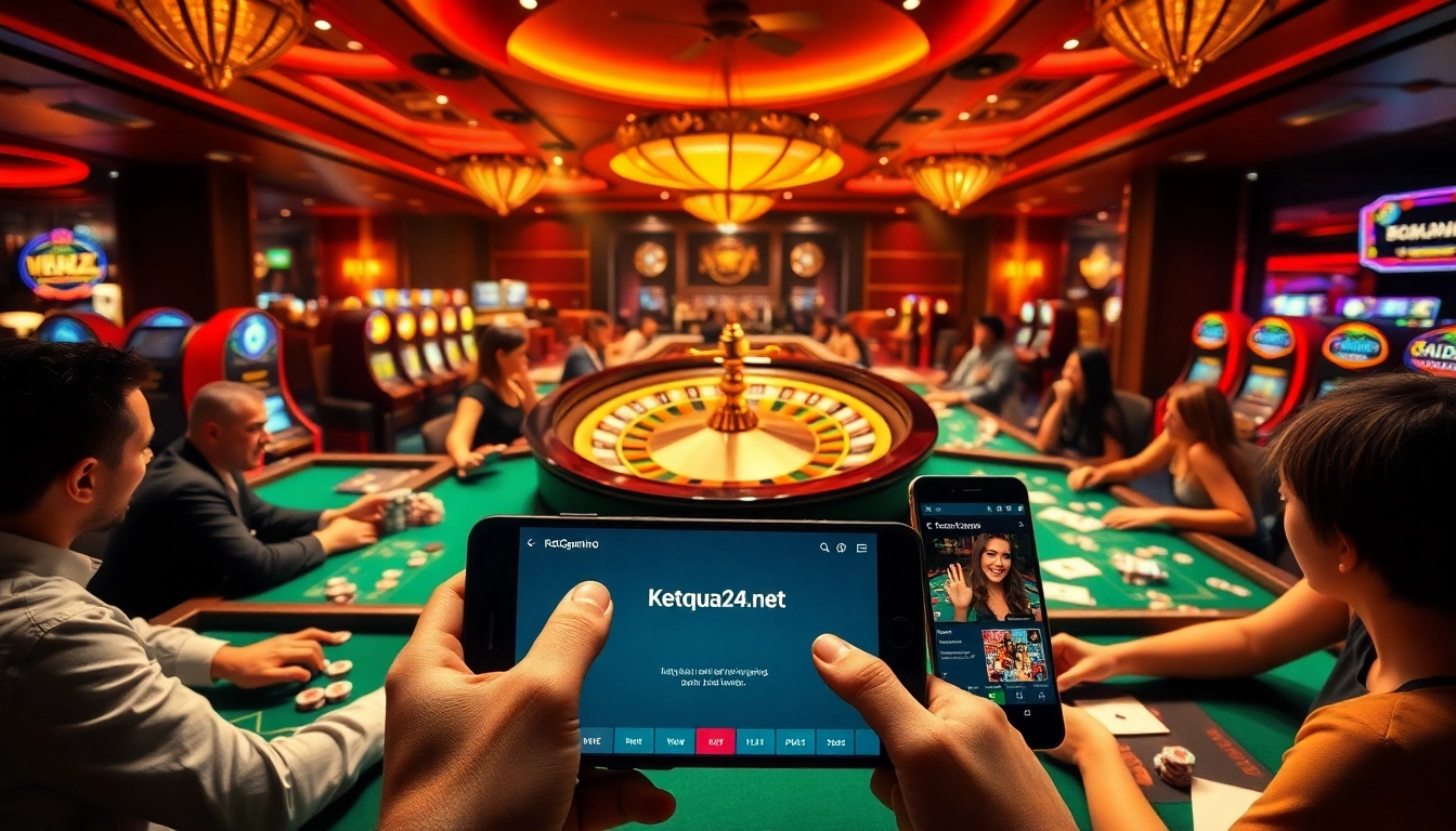 Players winning big at live casino tables, showcasing thrill and luck at https://ketqua24.net/.